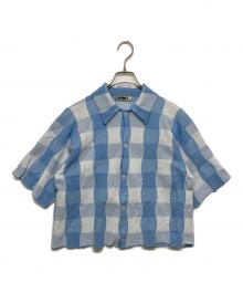 NKNIT（ンニット）の古着「CHECKER PATTERN KNIT SHIRT」｜ブルー