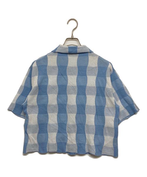 NKNIT（ンニット）NKNIT (ンニット) CHECKER PATTERN KNIT SHIRT ブルー サイズ:表記無しの古着・服飾アイテム