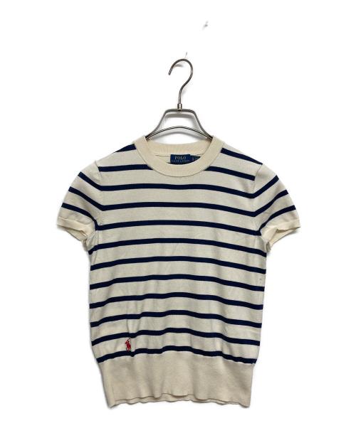 POLO RALPH LAUREN（ポロ・ラルフローレン）POLO RALPH LAUREN (ポロ・ラルフローレン) 半袖ボーダーニット ネイビー×ベージュ サイズ:SIZE XSの古着・服飾アイテム