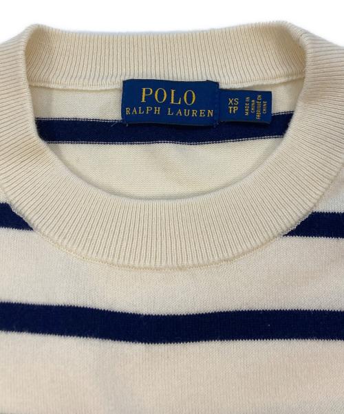 POLO RALPH LAUREN（ポロ・ラルフローレン）POLO RALPH LAUREN (ポロ・ラルフローレン) 半袖ボーダーニット ネイビー×ベージュ サイズ:SIZE XSの古着・服飾アイテム