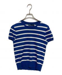 POLO RALPH LAUREN（ポロ・ラルフローレン）の古着「半袖ボーダーニット」｜ホワイト×ブルー