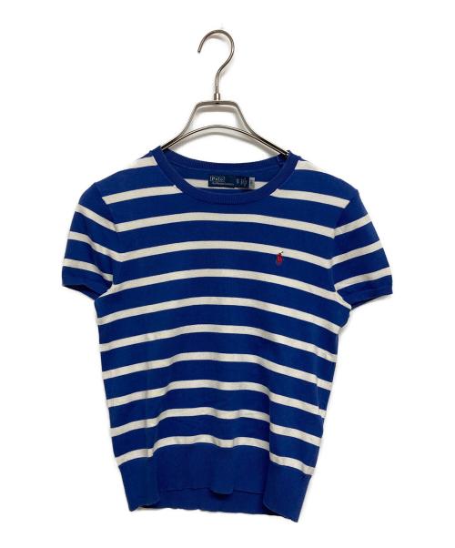 POLO RALPH LAUREN（ポロ・ラルフローレン）POLO RALPH LAUREN (ポロ・ラルフローレン) 半袖ボーダーニット ホワイト×ブルー サイズ:SIZE XSの古着・服飾アイテム