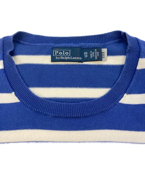 POLO RALPH LAUREN（ポロ・ラルフローレン）POLO RALPH LAUREN (ポロ・ラルフローレン) 半袖ボーダーニット ホワイト×ブルー サイズ:SIZE XSの古着・服飾アイテム