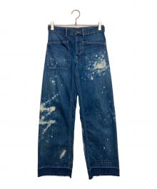 POLO RALPH LAUREN（ポロ・ラルフローレン）の古着「ブリーチワイドデニムパンツ」｜インディゴ