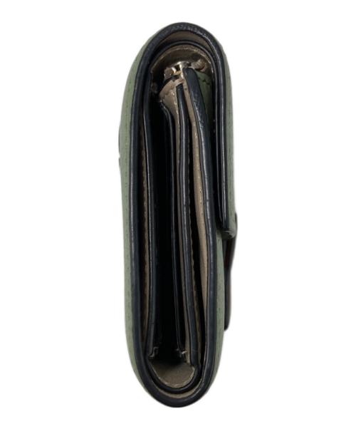 LOEWE（ロエベ）LOEWE (ロエベ) スリムジップバイフォールドウォレット ベージュ×グリーンの古着・服飾アイテム