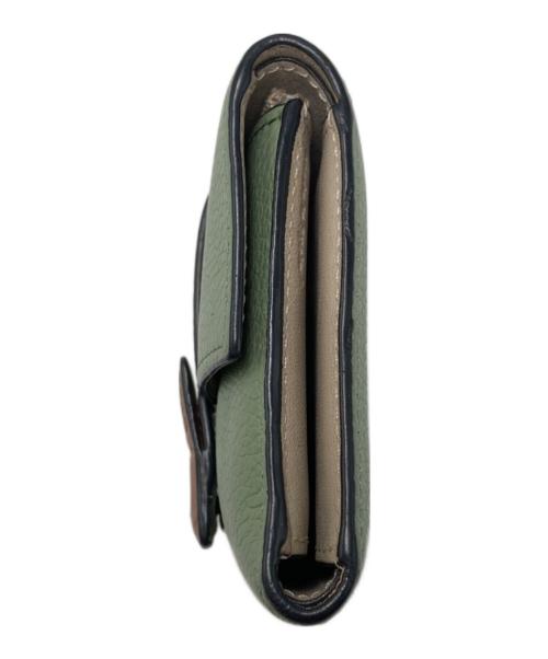 LOEWE（ロエベ）LOEWE (ロエベ) スリムジップバイフォールドウォレット ベージュ×グリーンの古着・服飾アイテム