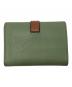 LOEWE (ロエベ) スリムジップバイフォールドウォレット ベージュ×グリーン：20000円