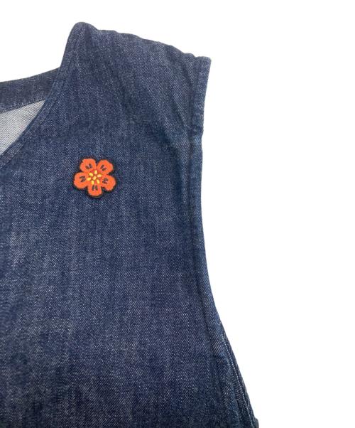 KENZO（ケンゾー）KENZO (ケンゾー) BOKE FLOWER 刺繍 ノースリーブ デニム ベスト インディゴ サイズ:SIZE Sの古着・服飾アイテム