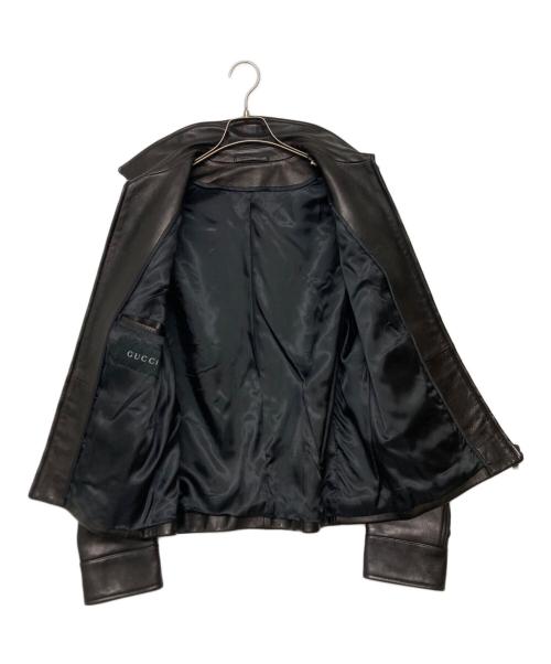 GUCCI（グッチ）GUCCI (グッチ) カウレザージャケット ブラック サイズ:SIZE 46の古着・服飾アイテム