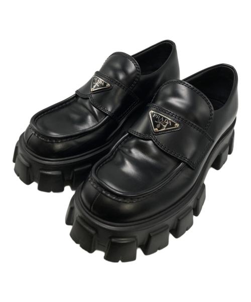 PRADA（プラダ）PRADA (プラダ) Monolith brushed leather loafers ブラック サイズ:SIZE 7の古着・服飾アイテム