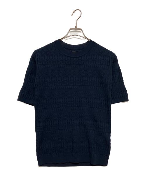BATONER（バトナ―）BATONER (バトナ―) GEOMETRIC HALF SLEEVE KNIT ネイビー サイズ:SIZE2 未使用品の古着・服飾アイテム