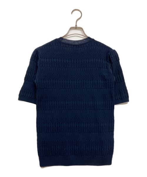 BATONER（バトナ―）BATONER (バトナ―) GEOMETRIC HALF SLEEVE KNIT ネイビー サイズ:SIZE2 未使用品の古着・服飾アイテム