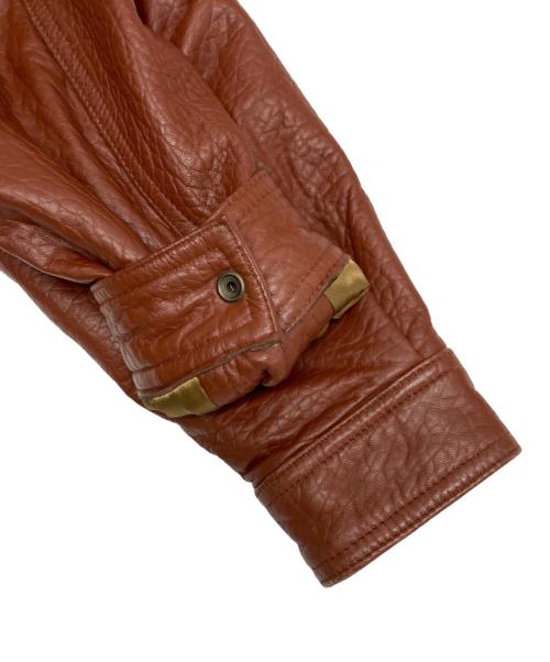 GIANNI VALENTINO（ジャンニバレンチノ）GIANNI VALENTINO (ジャンニバレンチノ) レザージャケット ブラウン サイズ:SIZE Lの古着・服飾アイテム