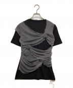 MAISON SPECIALメゾンスペシャル）の古着「Flower Motif Tulle Layered Tops」｜ブラック