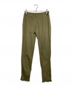 MIU MIUミュウミュウ）の古着「ベルクロ デニム パンツ」｜カーキ