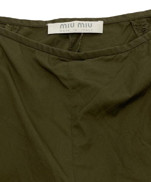 MIU MIU（ミュウミュウ）MIU MIU (ミュウミュウ) ベルクロ デニム パンツ カーキ サイズ:SIZE 42の古着・服飾アイテム