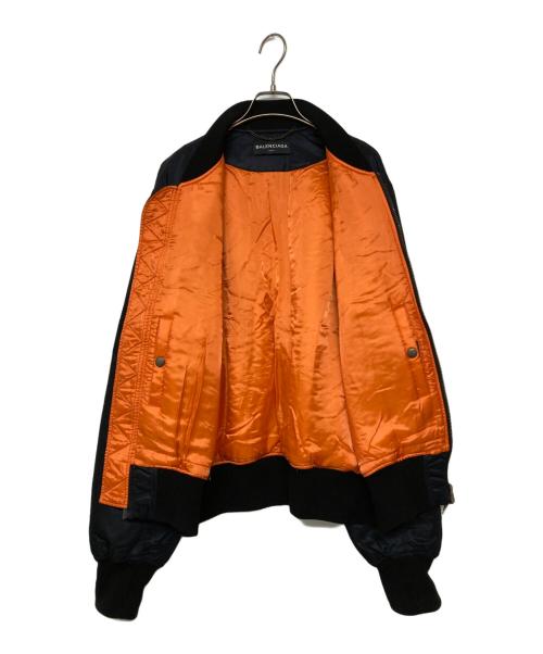 BALENCIAGA（バレンシアガ）BALENCIAGA (バレンシアガ) Nylon Cotton Bomber Flight Jacket ブラック サイズ:SIZE 52の古着・服飾アイテム