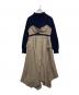 sacai（サカイ）の古着「Wool Knit × Chalk Stripe ドレス」｜ブラウン×ネイビー