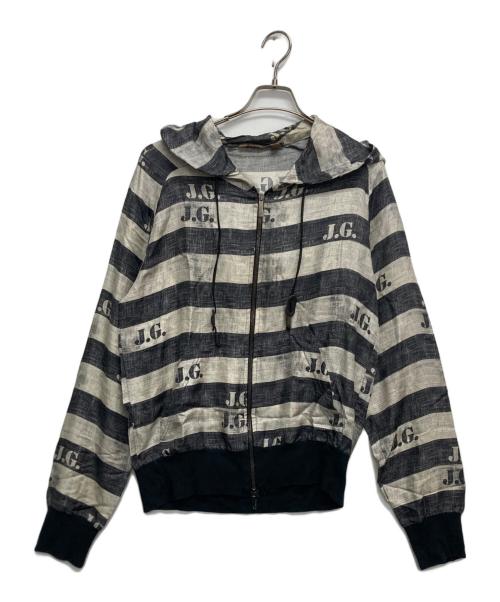 JOHN GALLIANO（ジョンガリアーノ）JOHN GALLIANO (ジョンガリアーノ) ボーダー ジップパーカー グレー サイズ:Mの古着・服飾アイテム