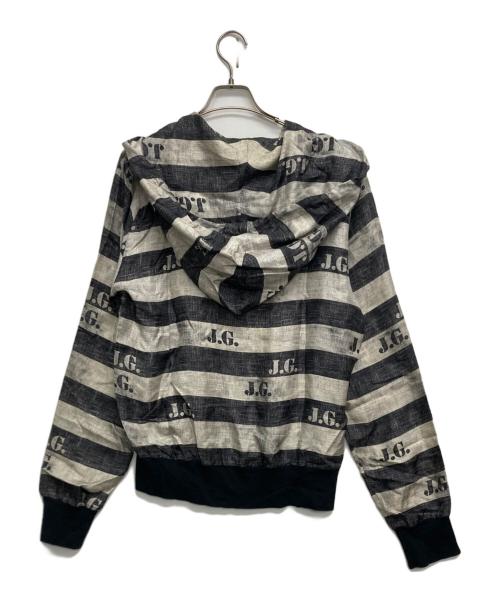 JOHN GALLIANO（ジョンガリアーノ）JOHN GALLIANO (ジョンガリアーノ) ボーダー ジップパーカー グレー サイズ:Mの古着・服飾アイテム