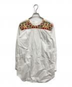 COMME des GARCONS HOMME PLUSコムデギャルソンオムプリュス）の古着「前後逆転 フラワー刺繍シャツ」｜ホワイト