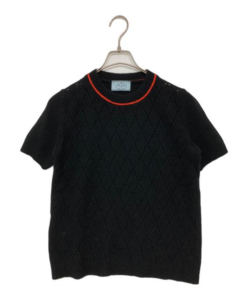 PRADA（プラダ）PRADA (プラダ) ウール カシミヤ ショートスリーブニット ブラック サイズ:SIZE38の古着・服飾アイテム