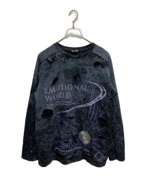 EMOTIONAL WORLD（エモーショナルワールド）EMOTIONAL WORLD (エモーショナルワールド) Mesh Destroyed Cigarette L/S ブラック サイズ:1の古着・服飾アイテム