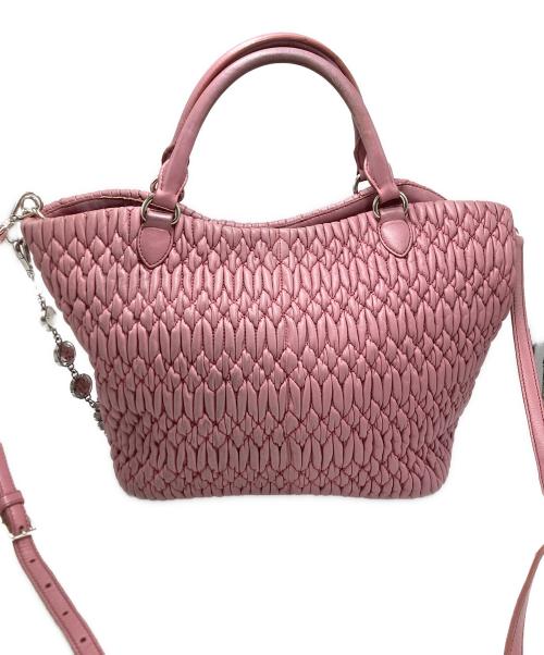 MIU MIU（ミュウミュウ）MIU MIU (ミュウミュウ) ナッパクリスタル ショルダーバッグ ピンクの古着・服飾アイテム