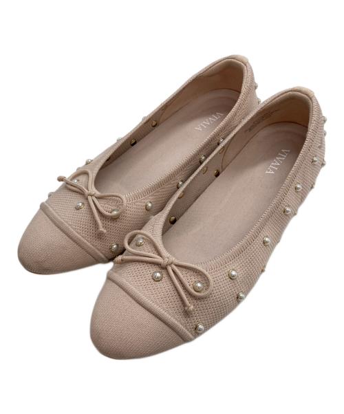 VIVAIA（ビバイア）VIVAIA (ビバイア) パール装飾ニットリボンパンプス ピンク サイズ:37の古着・服飾アイテム