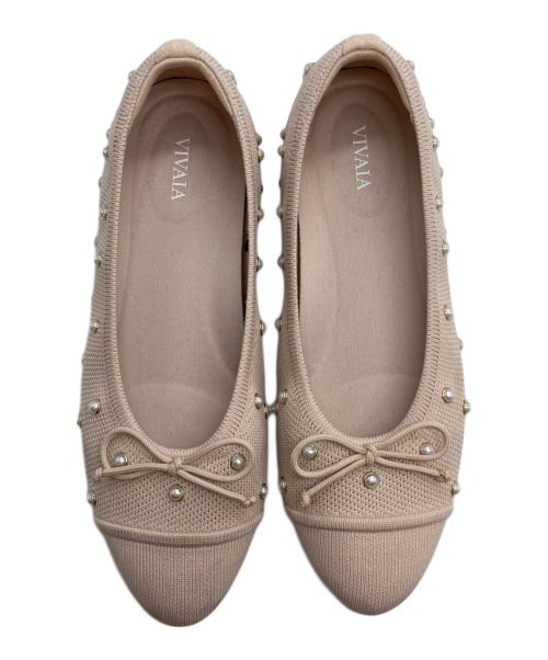 VIVAIA（ビバイア）VIVAIA (ビバイア) パール装飾ニットリボンパンプス ピンク サイズ:37の古着・服飾アイテム