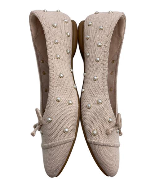 VIVAIA（ビバイア）VIVAIA (ビバイア) パール装飾ニットリボンパンプス ピンク サイズ:37の古着・服飾アイテム