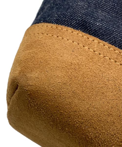 RRL（ダブルアールエル）RRL (ダブルアールエル) スエードトリム デニム ポーチ インディゴ×ブラウンの古着・服飾アイテム