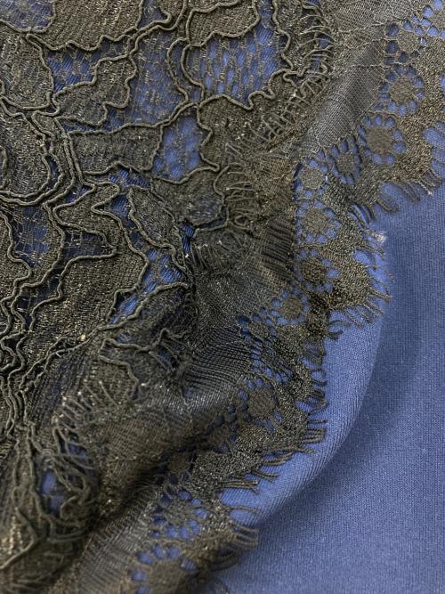 TADASHI SHOJI（タダシ ショージ）TADASHI SHOJI (タダシ ショージ) レース ミディアム タイトドレス ネイビー サイズ:SIZE0の古着・服飾アイテム