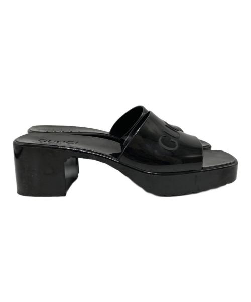 GUCCI（グッチ）GUCCI (グッチ) ラバー スライド チャンキーヒール サンダル ブラック サイズ:SIZE37の古着・服飾アイテム
