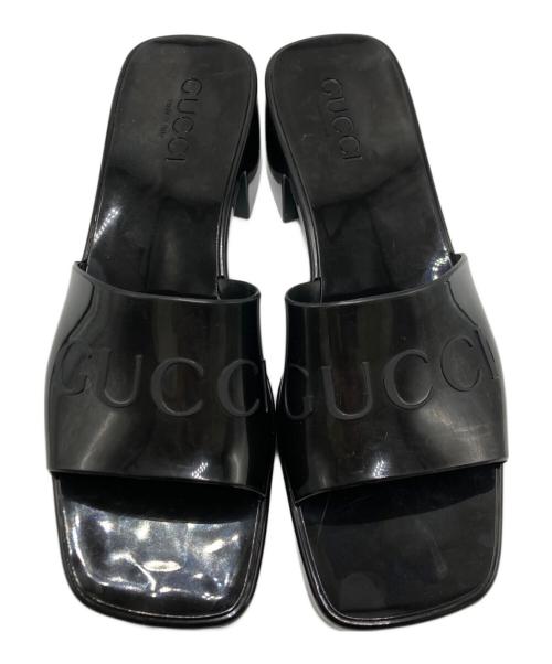 GUCCI（グッチ）GUCCI (グッチ) ラバー スライド チャンキーヒール サンダル ブラック サイズ:SIZE37の古着・服飾アイテム