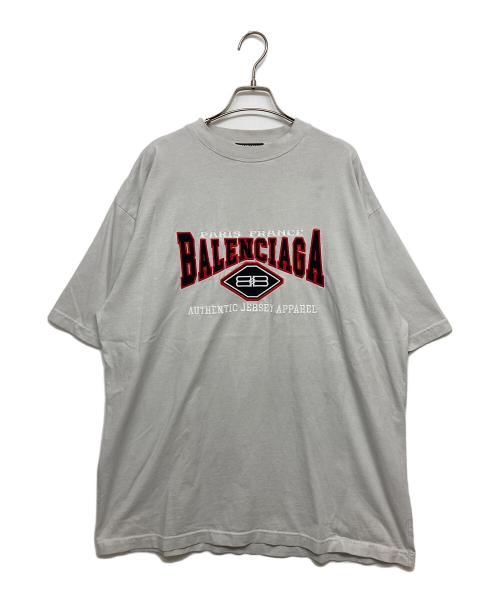 BALENCIAGA（バレンシアガ）BALENCIAGA (バレンシアガ) AUTHENTIC オーセンティック ロゴ刺繍オーバーサイズTシャツ グレー サイズ:Mの古着・服飾アイテム