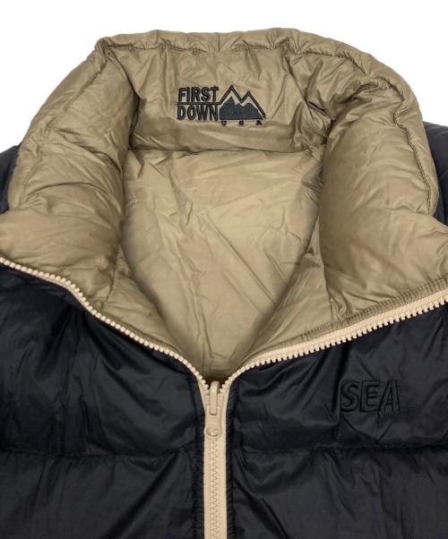 FIRST DOWN（ファーストダウン）FIRST DOWN (ファーストダウン) WIND AND SEA (ウィンダンシー) ダウンジャケット ブラック×ブラウン サイズ:SIZE Lの古着・服飾アイテム