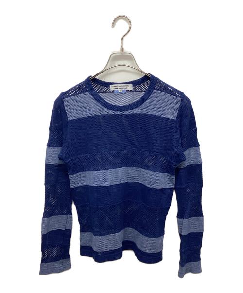 COMME des GARCONS COMME des GARCONS（コムデギャルソン コムデギャルソン）COMME des GARCONS COMME des GARCONS (コムデギャルソン コムデギャルソン) ボーダーメッシュカットソー ブルー サイズ:SIZE SSの古着・服飾アイテム