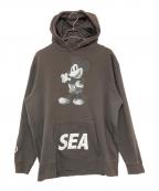 WIND AND SEA×DISNEYウィンダンシー×ディズニー）の古着「Mickey Mouse  Hoodie "Charcoal"」｜ブラウン