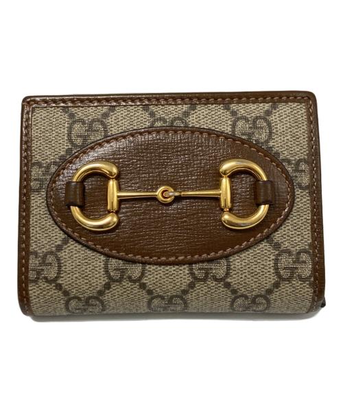 GUCCI（グッチ）GUCCI (グッチ) GG スプリーム ホースビット 二つ折り財布 ベージュの古着・服飾アイテム