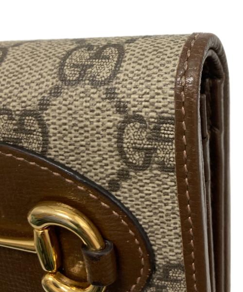 GUCCI（グッチ）GUCCI (グッチ) GG スプリーム ホースビット 二つ折り財布 ベージュの古着・服飾アイテム