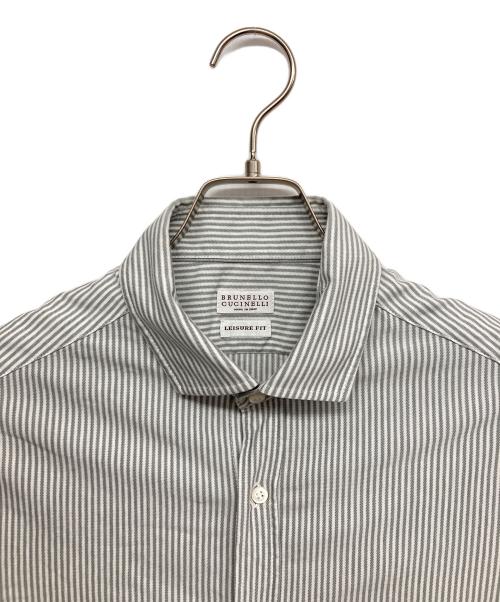 BRUNELLO CUCINELLI（ブルネロクチネリ）BRUNELLO CUCINELLI (ブルネロクチネリ) ストライプシャツ グレー サイズ:Sの古着・服飾アイテム