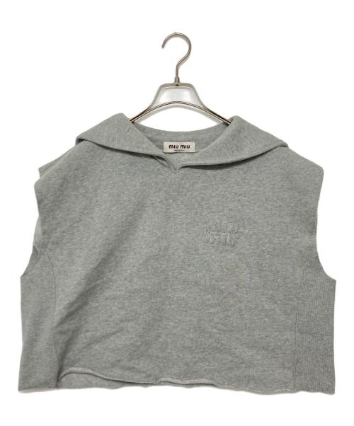 MIU MIU（ミュウミュウ）MIU MIU (ミュウミュウ) セーラーカラートップ ノースリーブスウェット グレー サイズ:SIZE Sの古着・服飾アイテム