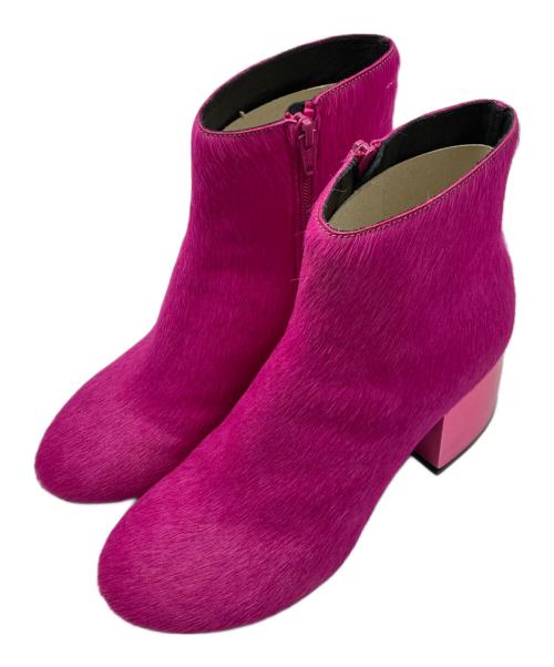 MM6 Maison Margiela（エムエムシックスメゾンマルジェラ）MM6 Maison Margiela (エムエムシックスメゾンマルジェラ) チャンキーヒールハラコブーツ ピンク サイズ:SIZE 38の古着・服飾アイテム