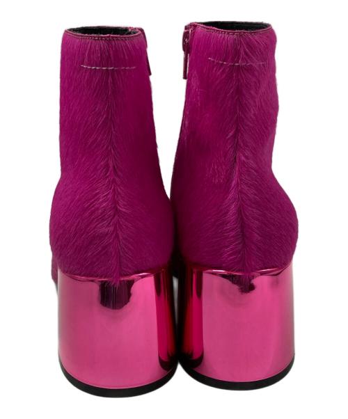 MM6 Maison Margiela（エムエムシックスメゾンマルジェラ）MM6 Maison Margiela (エムエムシックスメゾンマルジェラ) チャンキーヒールハラコブーツ ピンク サイズ:SIZE 38の古着・服飾アイテム