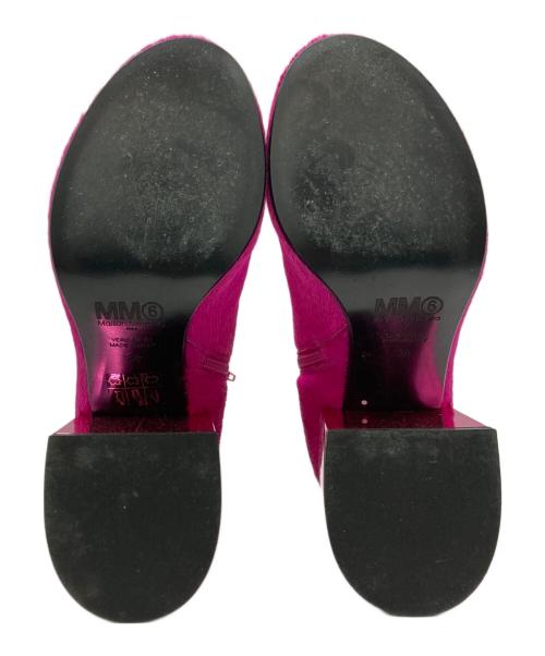 MM6 Maison Margiela（エムエムシックスメゾンマルジェラ）MM6 Maison Margiela (エムエムシックスメゾンマルジェラ) チャンキーヒールハラコブーツ ピンク サイズ:SIZE 38の古着・服飾アイテム