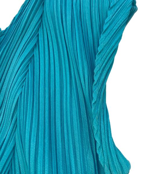PLEATS PLEASE（プリーツプリーズ）PLEATS PLEASE (プリーツプリーズ) Vネックノースリーブプリーツカットソー ブルー サイズ:SIZE3の古着・服飾アイテム