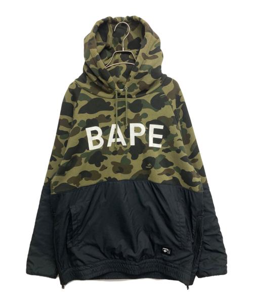 A BATHING APE（ア ベイシング エイプ）A BATHING APE (ア ベイシング エイプ) カモフラ 切替パーカー カーキ サイズ:SIZE XLの古着・服飾アイテム
