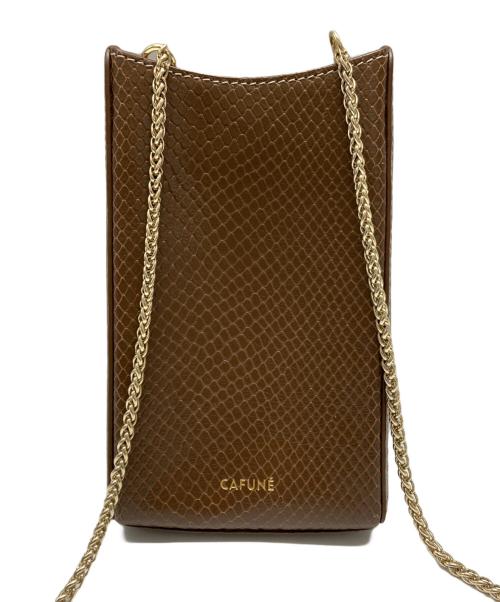CAFUNE（カフネ）CAFUNE (カフネ) 型押しレザー チェーン ショルダーバッグ ブラウンの古着・服飾アイテム