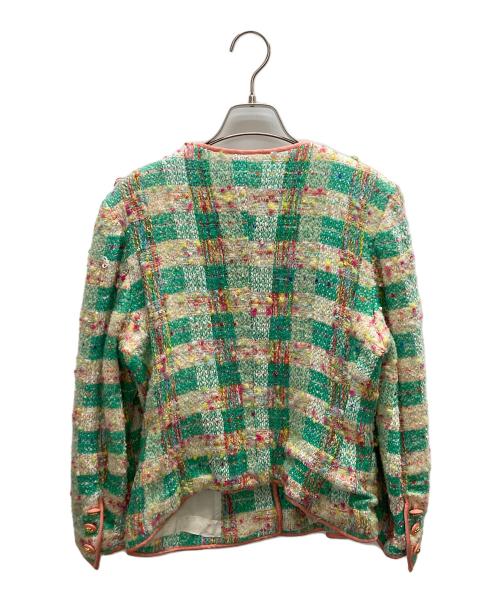 Rene（ルネ）Rene (ルネ) ノーカラーファンシーツイードジャケット グリーン サイズ:SIZE9の古着・服飾アイテム